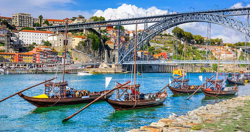 Classic Portuguese boats on the Porto Douro river