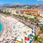 Aerial view of Promenade Anglais in Nice France